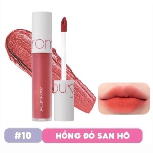 Son lì Romand Zero Velvet Tint màu 10 hồng đỏ san hô