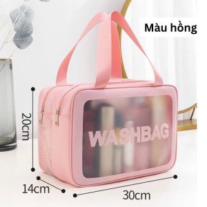 Túi mỹ phẩm 2 ngăn trong suốt màu trà hơi bị sang