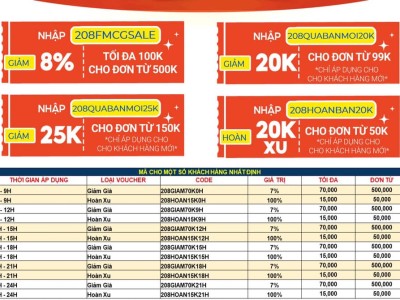 VOUCHER SHOPEE 20.08 -SIÊU SALE BÁCH HÓA-GIẢM NỬA GIÁ